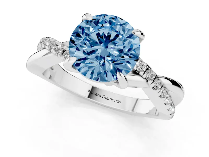 Round Twist Engagement Ring Setting for a Fancy Blue Lab-Grown Diamond | Sterling Silver