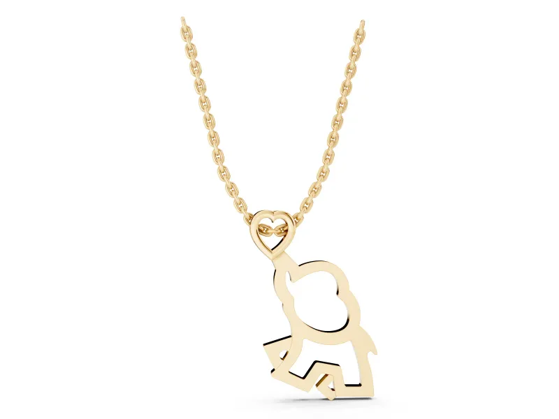 Elephant Pendant Necklace | Open Heart Bail | Yellow Gold