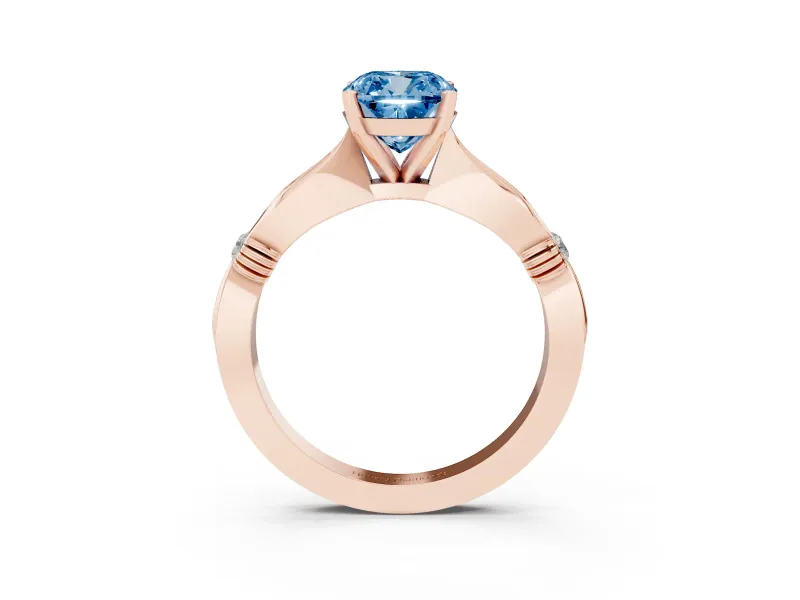 Cushion Cut Floral Solitaire Engagement Ring Setting for a Fancy Blue Lab-Grown Diamond | Rose Gold