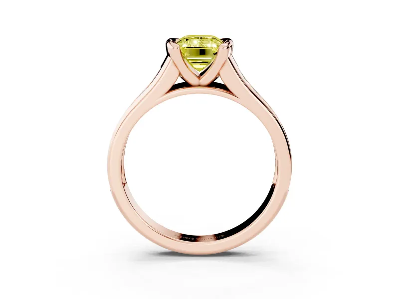 Emerald Cut Half Bezel Engagement Ring Setting for a Fancy Yellow Lab-Grown Diamond | Rose Gold