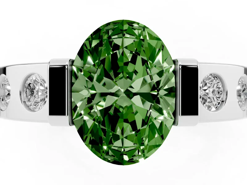 Oval Tension Style Engagement Ring Setting for a Fancy Green Lab-Grown Diamond | White Gold