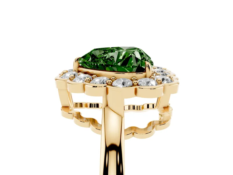 Heart-Shaped Halo Engagement Ring Setting for a Fancy Green Lab-Grown Diamond | Yellow Gold - Design NV-24719