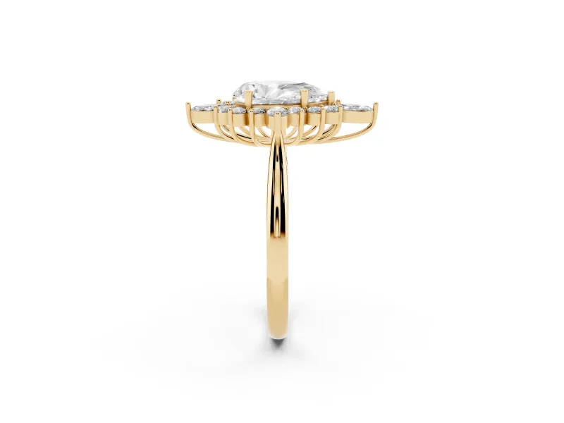 Pear-Shaped Cluster Halo Engagement Ring Setting | Yellow Gold