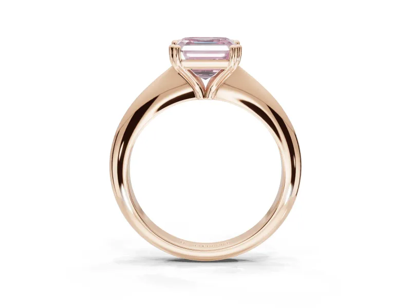 Princess Cut Tapered Solitaire Engagement Ring Setting for a Fancy Pink Lab-Grown Diamond | Rose Gold