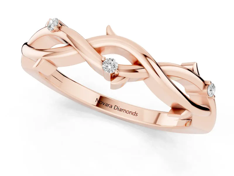 Round Diamond Twist Band Set in Rose gold with Prong Setting