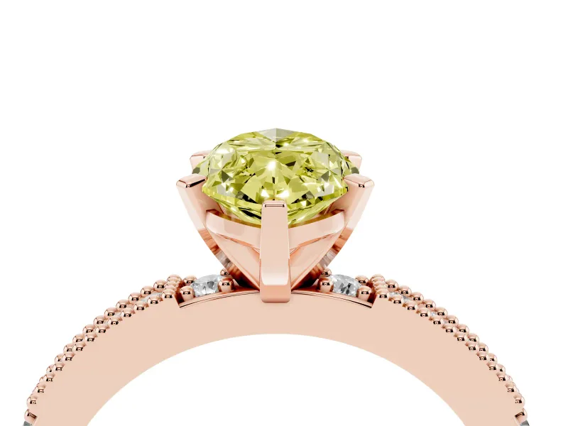 Marquise Vintage Pavé Engagement Ring Setting for a Fancy Yellow Lab-Grown Diamond | Rose Gold