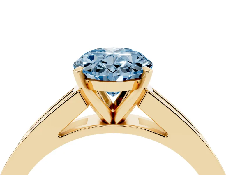Oval Channel Set Engagement Ring Setting for a Fancy Blue Lab-Grown Diamond | Yellow Gold