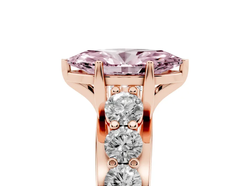 Marquise Graduated Engagement Ring Setting for a Fancy Pink Lab-Grown Diamond | Rose Gold
