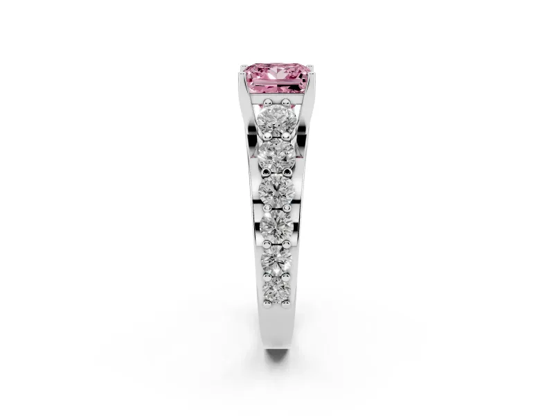 Princess Cut Engagement Ring Setting for a Fancy Pink Lab-Grown Diamond | White Gold - Design NV-24645