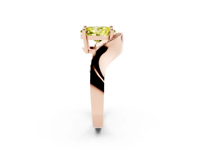 Oval Bypass Engagement Ring Setting for a Fancy Yellow Lab-Grown Diamond | Pavé Ribbon | Rose Gold