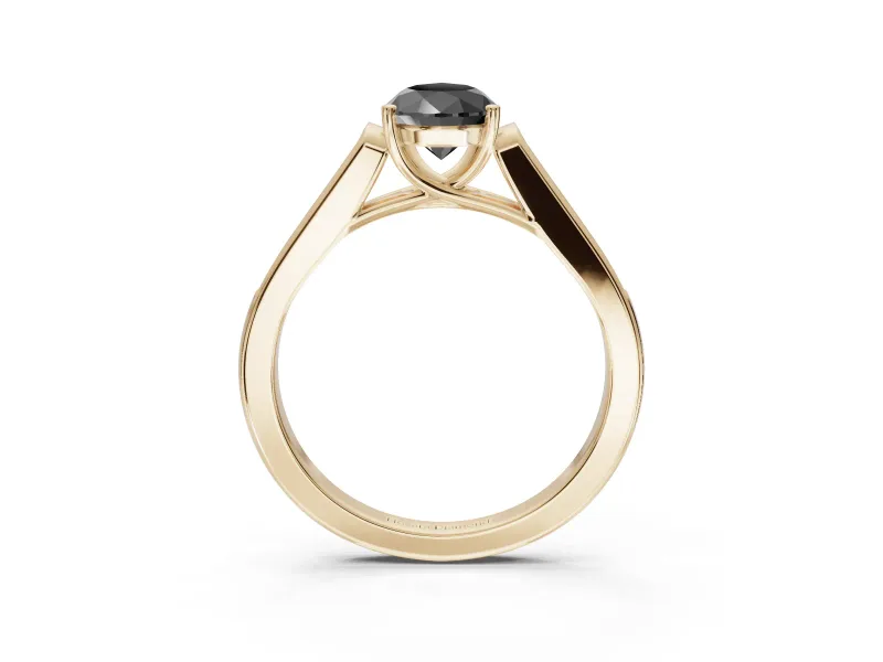 Pear-Shaped Cathedral Solitaire Engagement Ring Setting for a Black Center | Yellow Gold