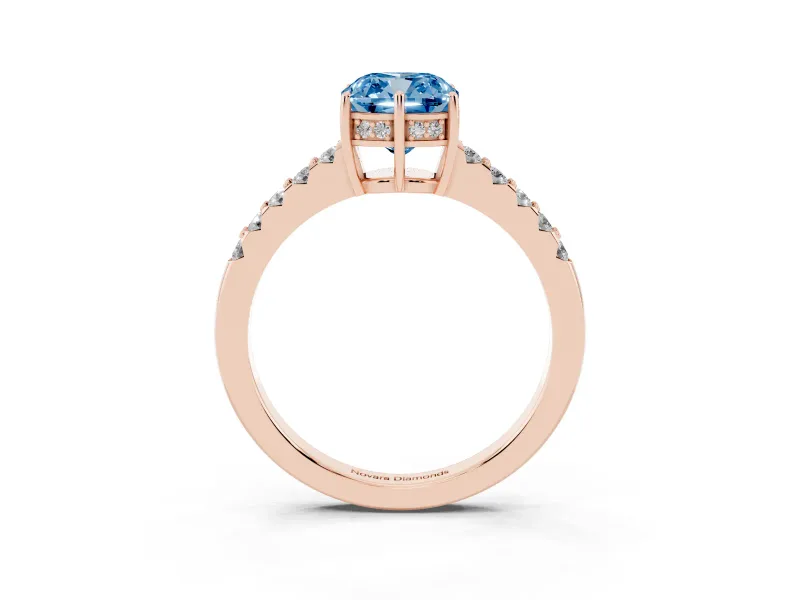 Cushion Cut Engagement Ring Setting for a Fancy Blue Lab-Grown Diamond | Rose Gold - Design NV-24649
