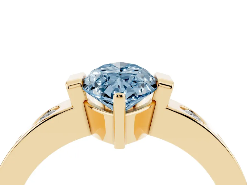 Marquise Tension Style Engagement Ring Setting for a Fancy Blue Lab-Grown Diamond | Yellow Gold