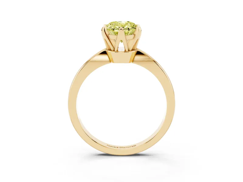 Oval Tapered Solitaire Engagement Ring Setting for a Fancy Yellow Lab-Grown Diamond | Claw Prong Head | Yellow Gold