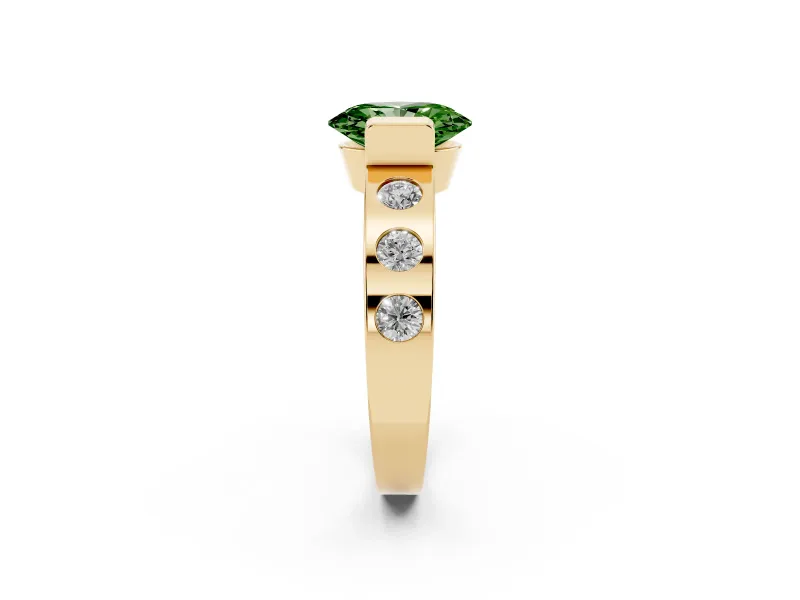 Oval Tension Style Engagement Ring Setting for a Fancy Green Lab-Grown Diamond | Yellow Gold