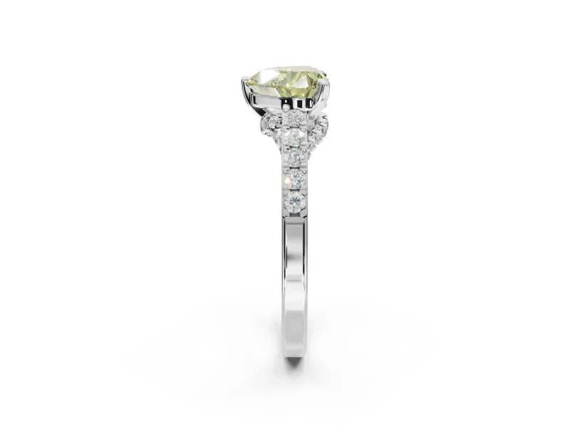 Heart-Shaped Pavé Engagement Ring Setting for a Fancy Yellow Lab-Grown Diamond | Crossover Gallery | Sterling Silver