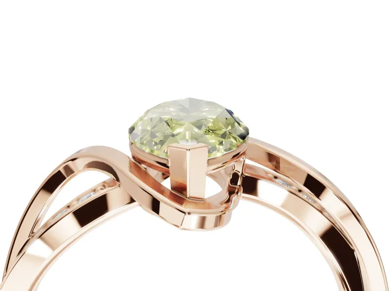 Marquise Bypass Solitaire Engagement Ring Setting for a Fancy Yellow Lab-Grown Diamond | Pavé Strands | Rose Gold