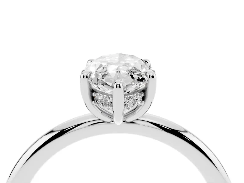 Marquise Cut Diamond Solitaire Ring Set in Silver with Thin Band and Prong Setting