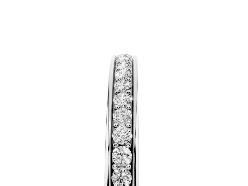 Round Lab-Grown Diamond Low Profile Pavé Wedding Band | Three-Quarter Eternity | Platinum