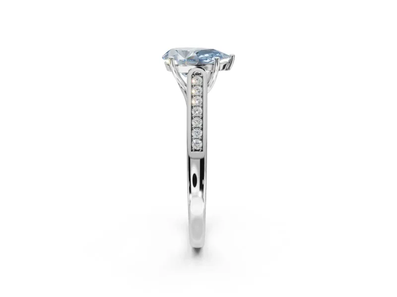 Pear-Shaped Cathedral Solitaire Engagement Ring Setting for a Fancy Blue Lab-Grown Diamond | Channel Set Band | Platinum