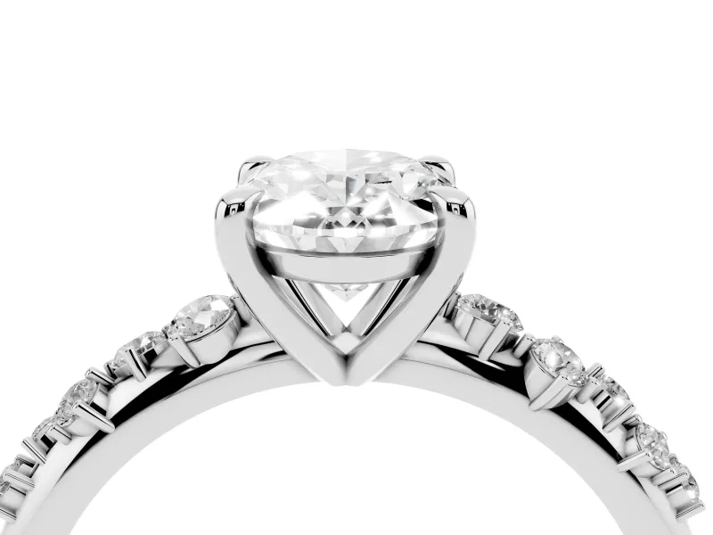 Oval Graduated Accent Engagement Ring Setting | Scattered Shoulders | Platinum