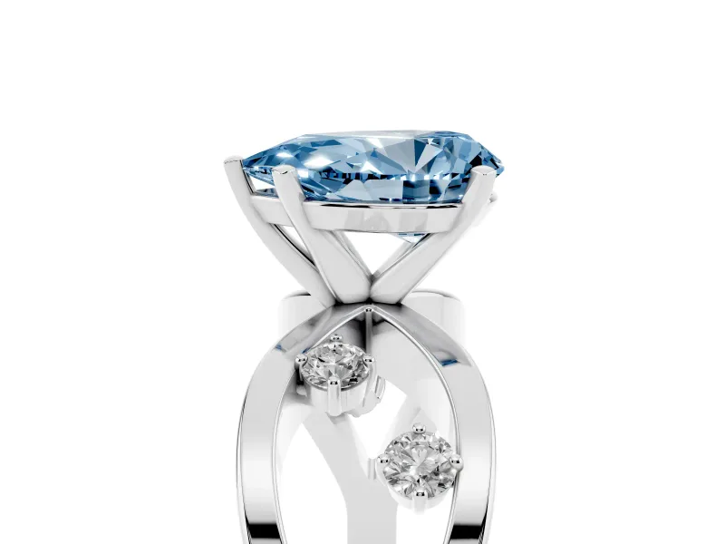 Pear-Shaped Loop Engagement Ring Setting for a Fancy Blue Lab-Grown Diamond | Sterling Silver