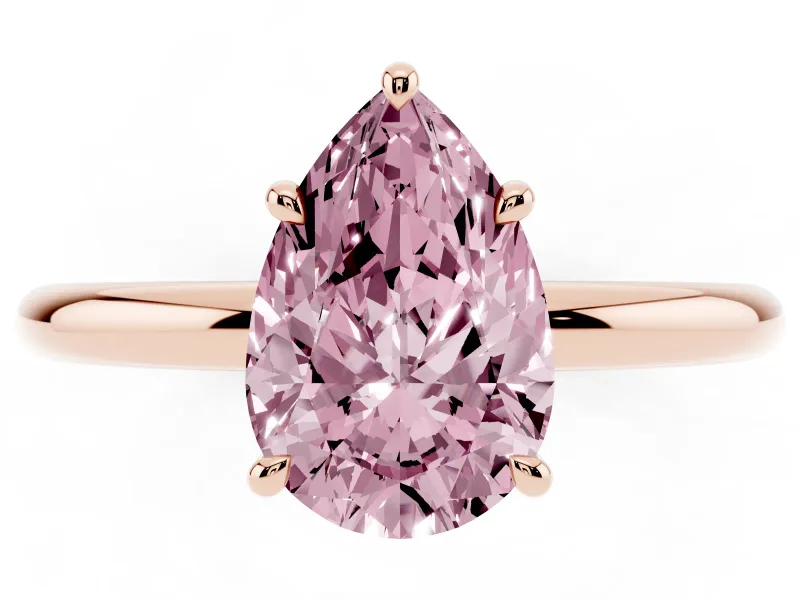 Pear-Shaped Hidden Halo Ring Setting for a Fancy Pink Lab-Grown Diamond | Rose Gold