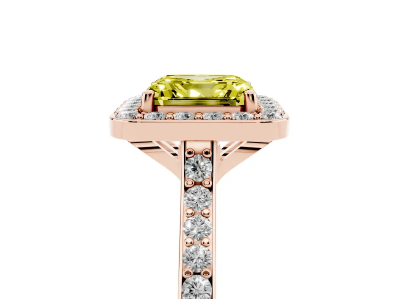Asscher Cut Halo Engagement Ring Setting for a Fancy Yellow Lab-Grown Diamond | Rose Gold - Design NV-24729