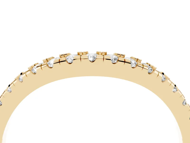 Round Diamond Curved Pavé Wedding Band Set in Yellow gold for Stacking