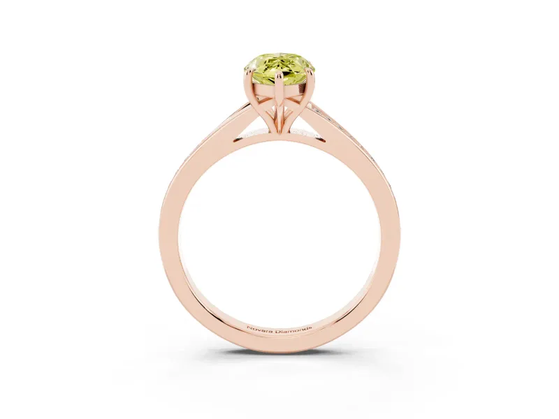 Marquise Pave Solitaire Engagement Ring Setting for a Fancy Yellow Lab-Grown Diamond | Sweeping Shoulders | Rose Gold
