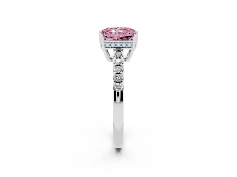 Radiant Cut Engagement Ring Setting for a Fancy Pink Lab-Grown Diamond | Platinum - Design NV-24649