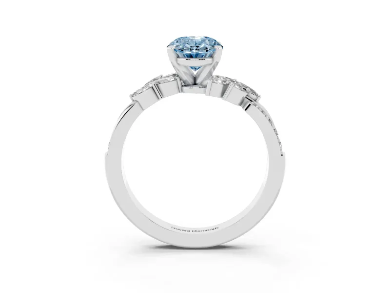 Oval Floral Engagement Ring Setting for a Fancy Blue Lab-Grown Diamond | White Gold