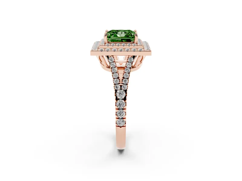 Princess Cut Halo Engagement Ring Setting for a Fancy Green Lab-Grown Diamond | Rose Gold - Design NV-24799