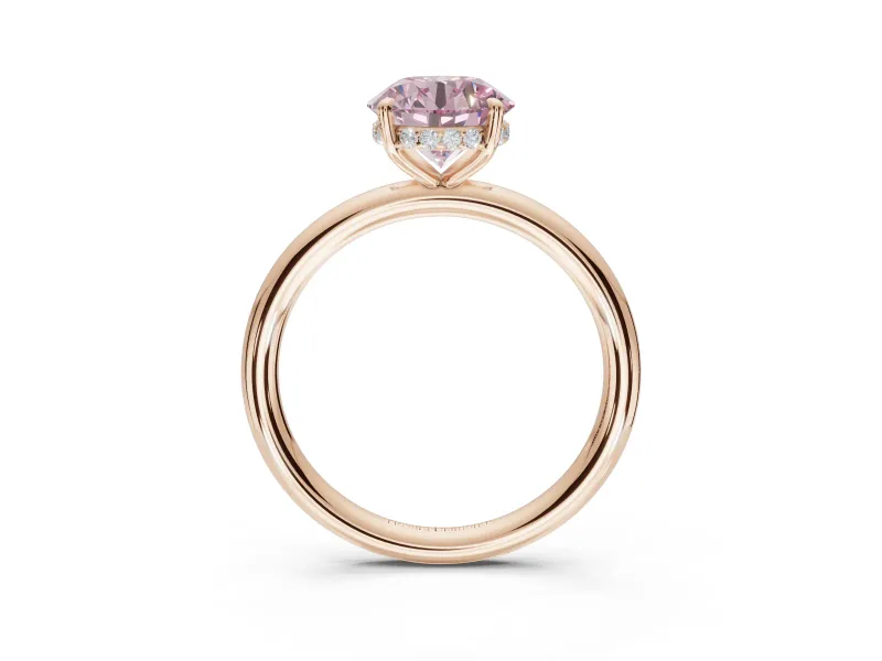 Round Hidden Halo Engagement Ring Setting for a Fancy Pink Lab-Grown Diamond | Rose Gold