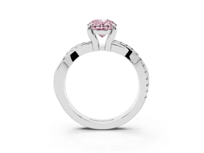 Oval Twist Engagement Ring Setting for a Fancy Pink Lab-Grown Diamond | Crossover Band | Platinum