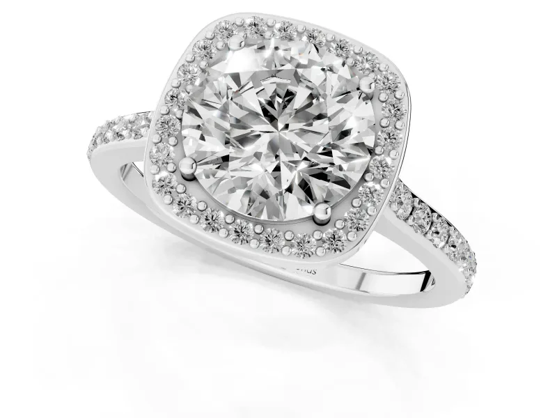 Round Pavé Halo Engagement Ring Setting | Platinum