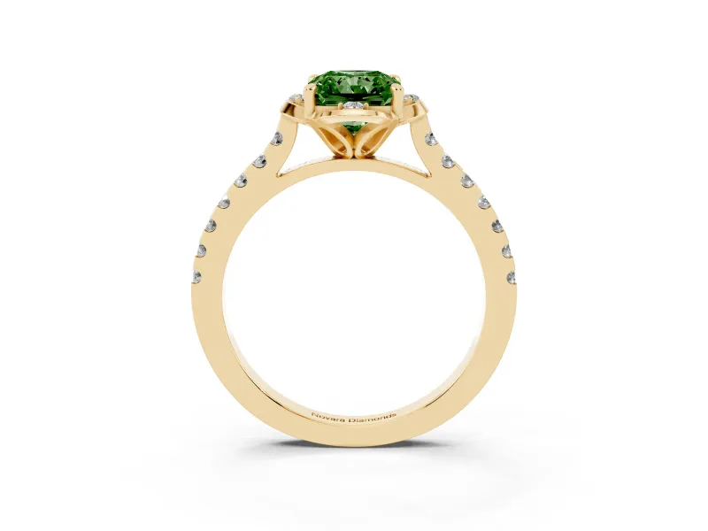 Radiant Cut Floral Petal Engagement Ring Setting for a Fancy Green Lab-Grown Diamond | Petal Accents | Yellow Gold