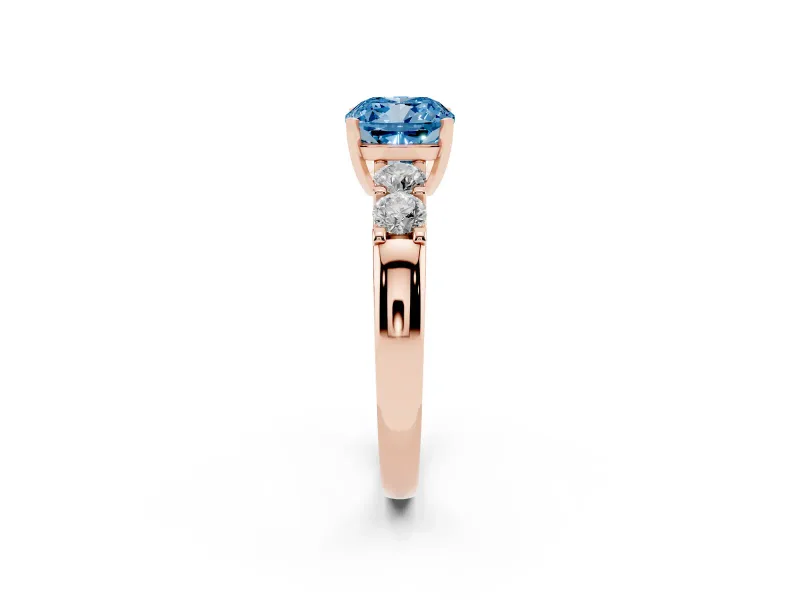 Cushion Cut Five Stone Engagement Ring Setting for a Fancy Blue Lab-Grown Diamond | Rose Gold
