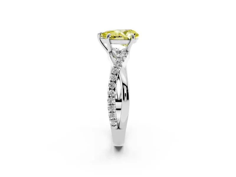 Pear-Shaped Crossover Engagement Ring Setting for a Fancy Yellow Lab-Grown Diamond | Platinum