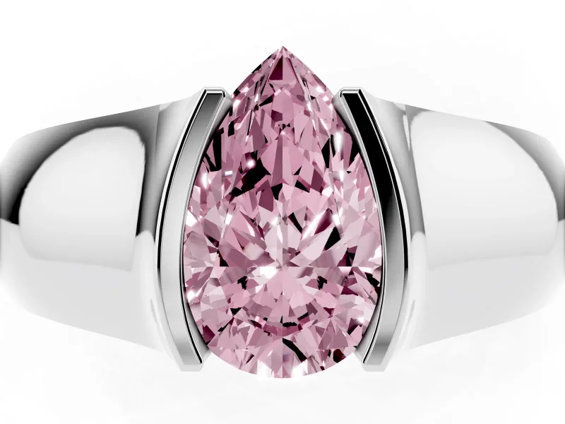 Pear-Shaped Half Bezel Solitaire Engagement Ring Setting for a Fancy Pink Lab-Grown Diamond | Wide Band | Platinum