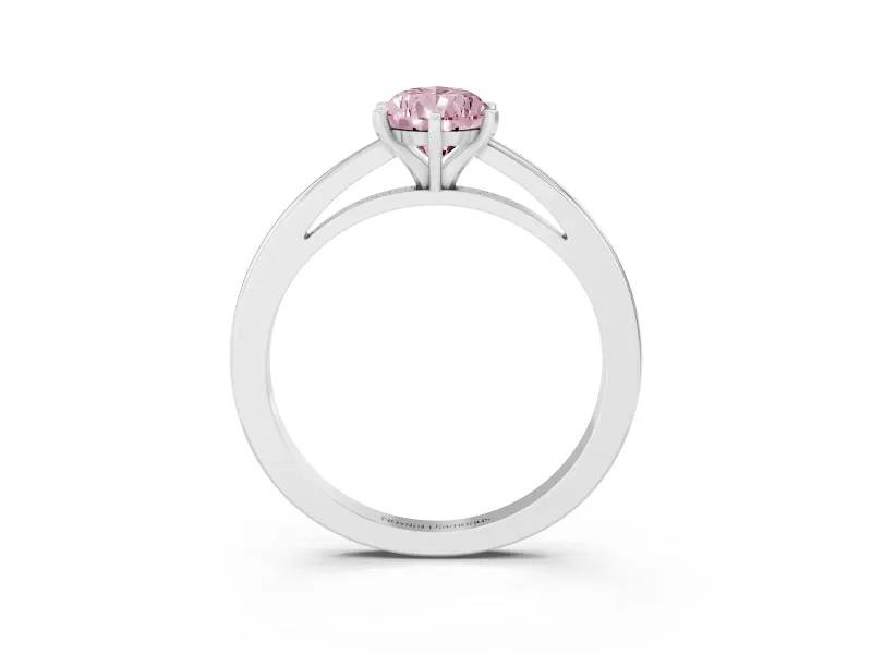 Fancy Pink Pear Cut Diamond Solitaire Engagement Ring Set in White gold with Prong Setting on a Classic Band