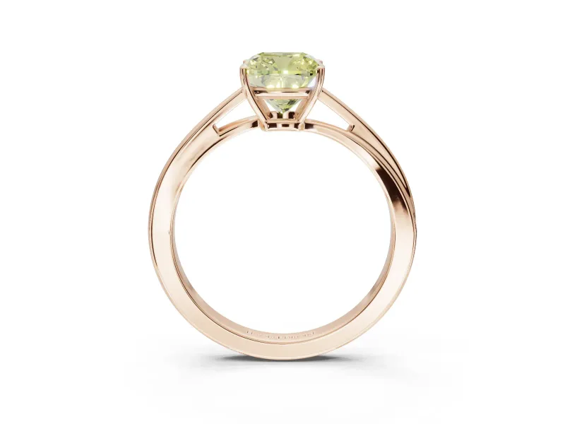 Cushion Cut Bypass Solitaire Engagement Ring Setting for a Fancy Yellow Lab-Grown Diamond | Rose Gold