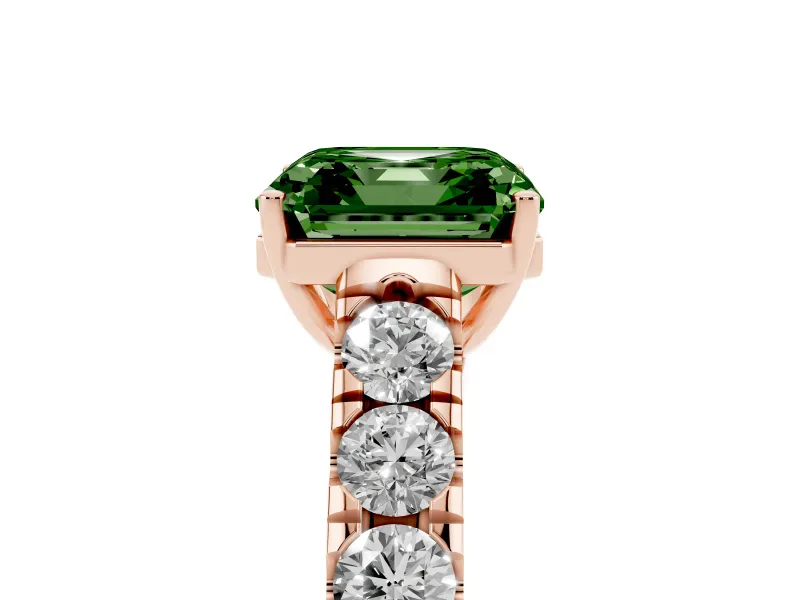 Asscher Cut Engagement Ring Setting for a Fancy Green Lab-Grown Diamond | Rose Gold - Design NV-24643