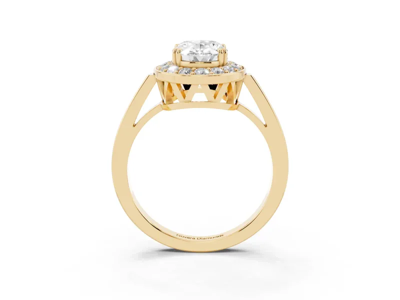 Oval Halo Engagement Ring Setting | Polished Halo Rim | Yellow Gold
