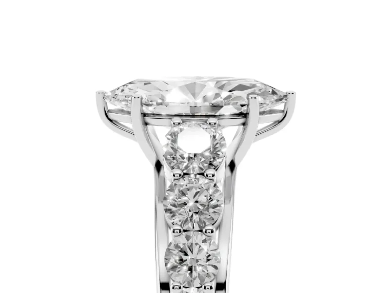Marquise Graduated Side Stone Engagement Ring Setting | Flat Top Band | Platinum