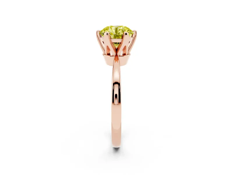 Round Tapered Solitaire Engagement Ring Setting for a Fancy Yellow Lab-Grown Diamond | Claw Prong Head | Rose Gold