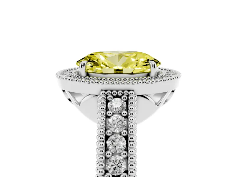 Oval Halo Engagement Ring Setting for a Fancy Yellow Lab-Grown Diamond | Platinum
