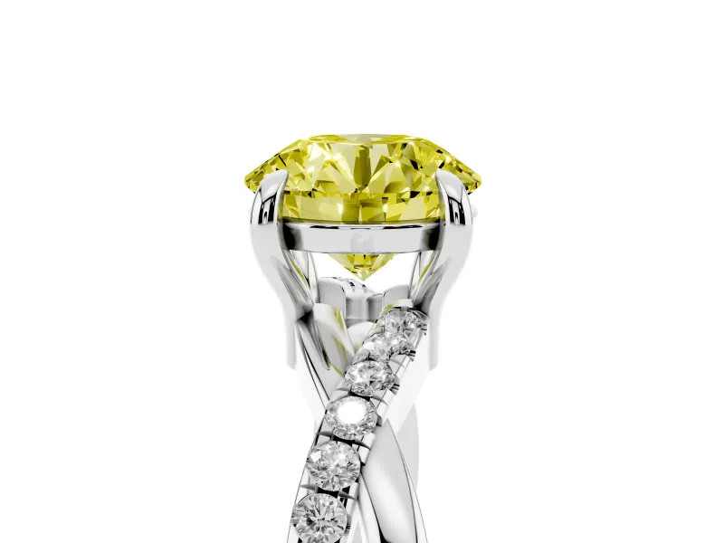 Round Twist Engagement Ring Setting for a Fancy Yellow Lab-Grown Diamond | White Gold