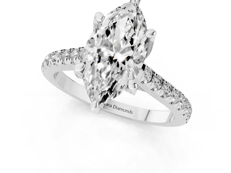 Marquise Hidden Halo Pave Engagement Ring Setting | Claw Prongs | Platinum