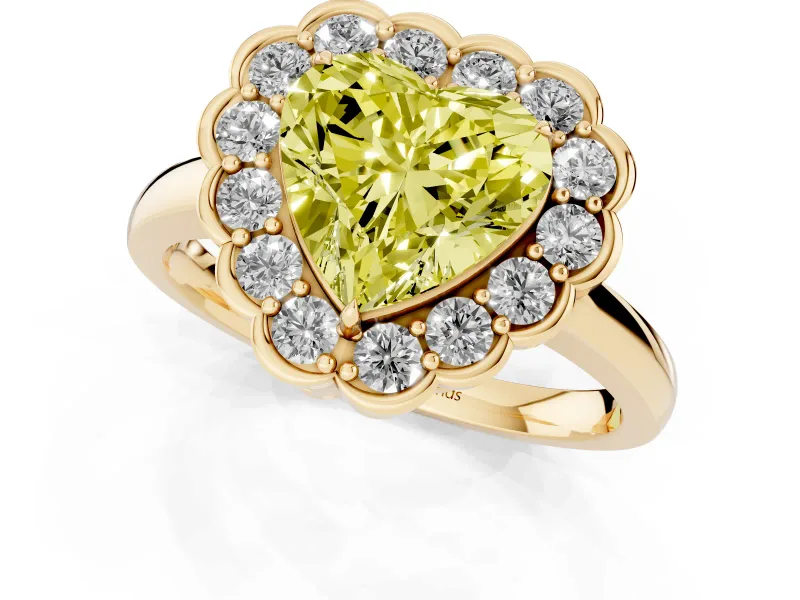 Heart-Shaped Halo Engagement Ring Setting for a Fancy Yellow Lab-Grown Diamond | Yellow Gold - Design NV-24719